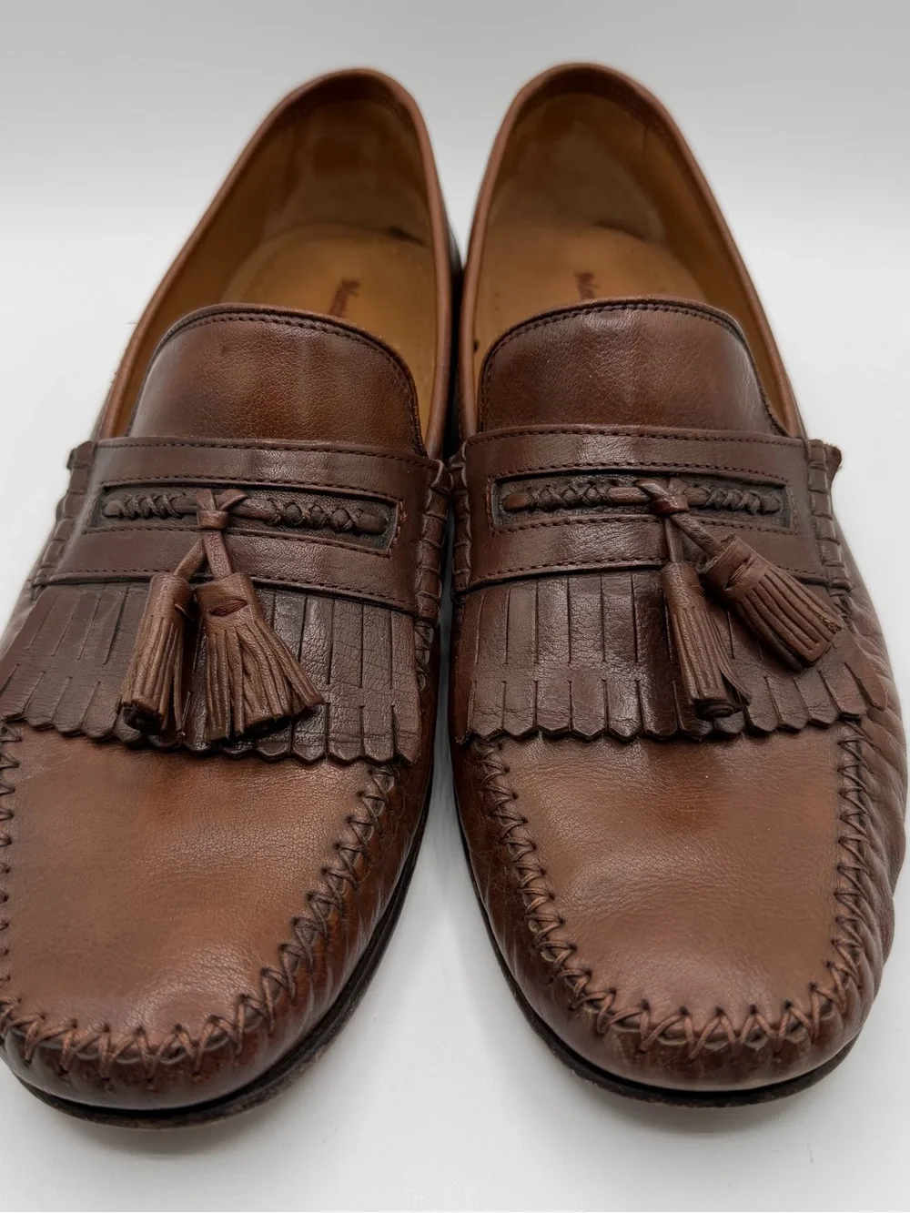 Meeting Street Brown Leather Tassel Kiltie Loafers Moc Toe Dress Shoes Men’s 11M